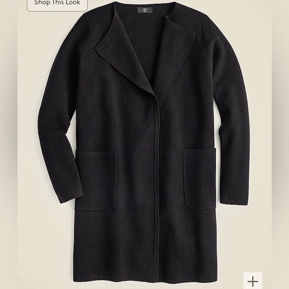 NWOT J.CREW Juliette collarless sweater-blazer, Black Medium